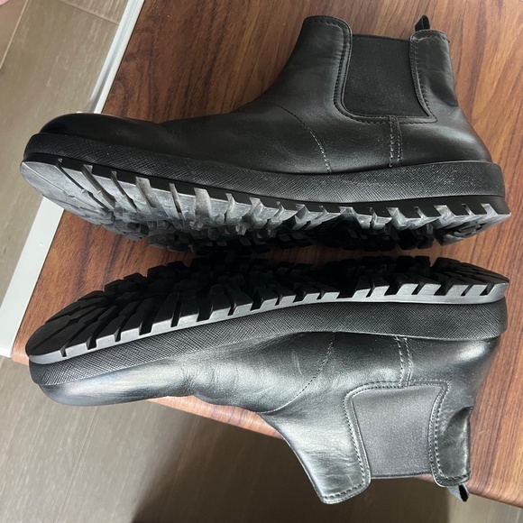 Prada Genuine Black Leather Ankle Boots Men's Sz 9 - Picture 3 of 10